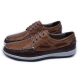 Men's two tone U line contrast stitch eyelet lace up brown leather sneakers US6.5-US10.5