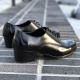 Men's black leather wrinkle high heel Oxfords