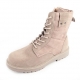 Men's beige synthetic suede combat sole ankle boots﻿