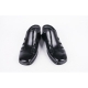 Men's square toe mesh increase height black leather hidden insole mules