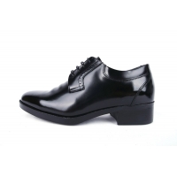 Men's wrinkle black leather increase height open lacing oxfords elevator shoes