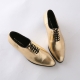 Men's plain toe glitter gold lace up high heels oxfords