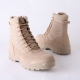 Men's beige suede fabric eyelet lace up velcro combat sole back tap lightweight desert ankle boots﻿