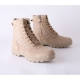 Men's beige suede fabric eyelet lace up velcro combat sole back tap lightweight desert ankle boots﻿