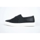 Men's black synthetic leather slip-on fashion sneakers﻿