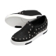 Women's synthetic leather corn spike studded hidden wedge insoles slip-on sneakers black