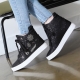 Women's glitter black white synthetic fabric metal studded sneakers