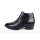Men's wingtips warm inner napping side zip wrinkle black leather ankle boots