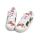 Women's glitter spangle patched lace ups white fashion sneakers