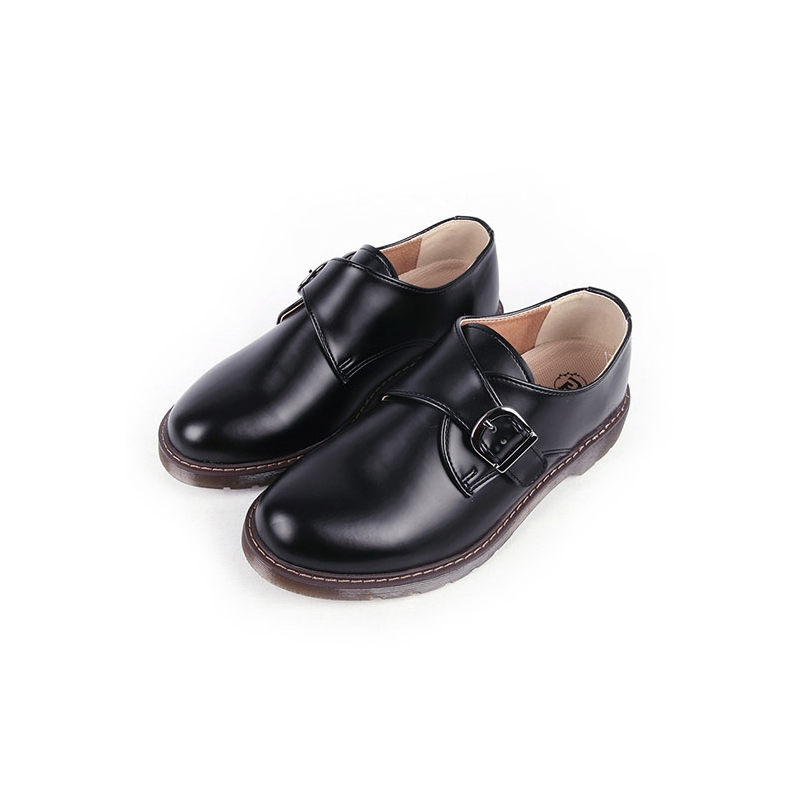 Men's buckle strap contrast stitch rubber sole lightweight loafers