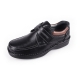 Men's black leather square toe velcro strap contrast stitch lightweight loafers