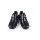 Men's black leather square toe velcro strap contrast stitch lightweight loafers