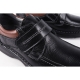 Men's black leather square toe velcro strap contrast stitch lightweight loafers