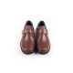 Men's brown leather square toe velcro strap contrast stitch lightweight loafers