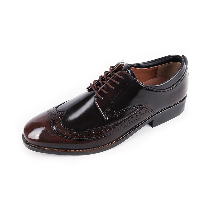 Men's wingtips punching brown synthetic leather lace up Dress shoes US ...