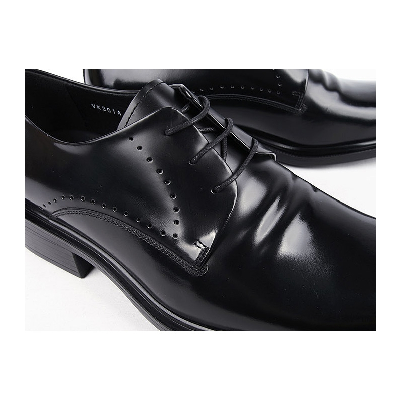 Men's chic black leather lace ups plain toe black dress shoes US6.5-10. ...