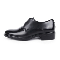 Men's chic black leather lace ups plain toe black dress shoes US6.5-10.5 made in Korea