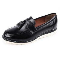 Men's chic black synthetic leather light weight tassel loafers
