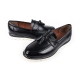 Men's chic black synthetic leather light weight tassel loafers