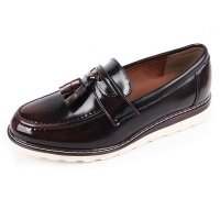 Men's chic brown synthetic leather light weight tassel loafers