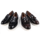 Men's chic brown synthetic leather light weight tassel loafers