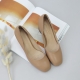 women's synthetic leather chunky med heels comfortable beige pumps 