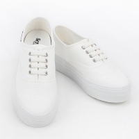 women's synthetic campus fabric comfort sneakers round toe daily shoes White
