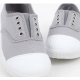 Womens chic round cap toe two tone contrast stitch insert gore  comfort wear daily fashion sneakers﻿ ﻿ Korea shoes Gray