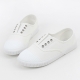 Womens chic round cap toe two tone contrast stitch insert gore  comfort wear daily fashion sneakers ﻿ Korea shoes White