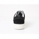 Men's cap toe black suede fabric contrast stitch rubber sole fashion sneakers