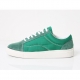 Men's green suede cap toe rubber sole platform fashion sneakers