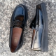 Men's glossy black thick platform high wedges heels penny loafers US7~US10.5