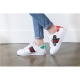 women's safety pin embellished lace up glitter green red back detailed low top white sneakers