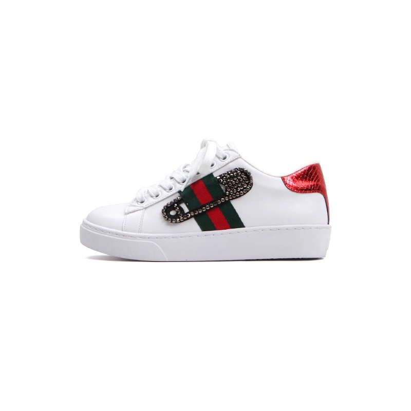 Women's safety pin embellished low-top sneakers