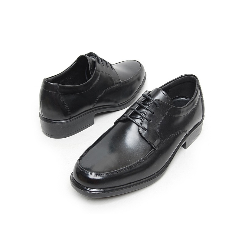 Men's Apron Toe Black Leather Open Lacing Oxfords Shoes