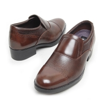 Men's 2.6" UP cow Leather increase height straight tip punched loafers brown made in KOREA US 6 - 10