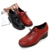 women's square toe red leather lace up med wedge heels oxfords