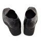 women's square toe black cow leather med wedge heels loafers