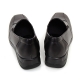 women's square toe black cow leather side elastic band med wedge heels loafers