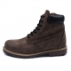Men's brown raise round toe eyelet lace up side zip padding entrance combat sole ankle boots
