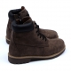 Men's brown raise round toe eyelet lace up side zip padding entrance combat sole ankle boots