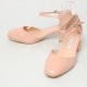 Women's square toe glossy chunky med heels mary-jane pumps