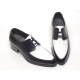 Men's pointed toe u-line stitch open lacing up black&white oxfords shoes
