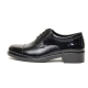 Men's cap toe open lacing platform med heel black leather oxford shoes