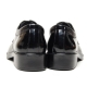 Men's cap toe open lacing platform med heel black leather oxford shoes