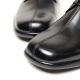 Men's square toe black leather open lacing hidden insole height increasing elevator shoes oxfords mules