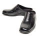 Men's flat square toe black leather hidden insole height increasing elevator shoes loafers mules