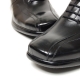 Men's flat square toe black leather 3inch taller hidden insole height increasing elevator shoes oxfords mules