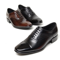 Men's black brown leather cap toe close lacing side wrinkle oxfords shoes