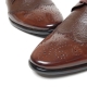 Men's brown black&white leather wing tip open lacing oxfords shoes